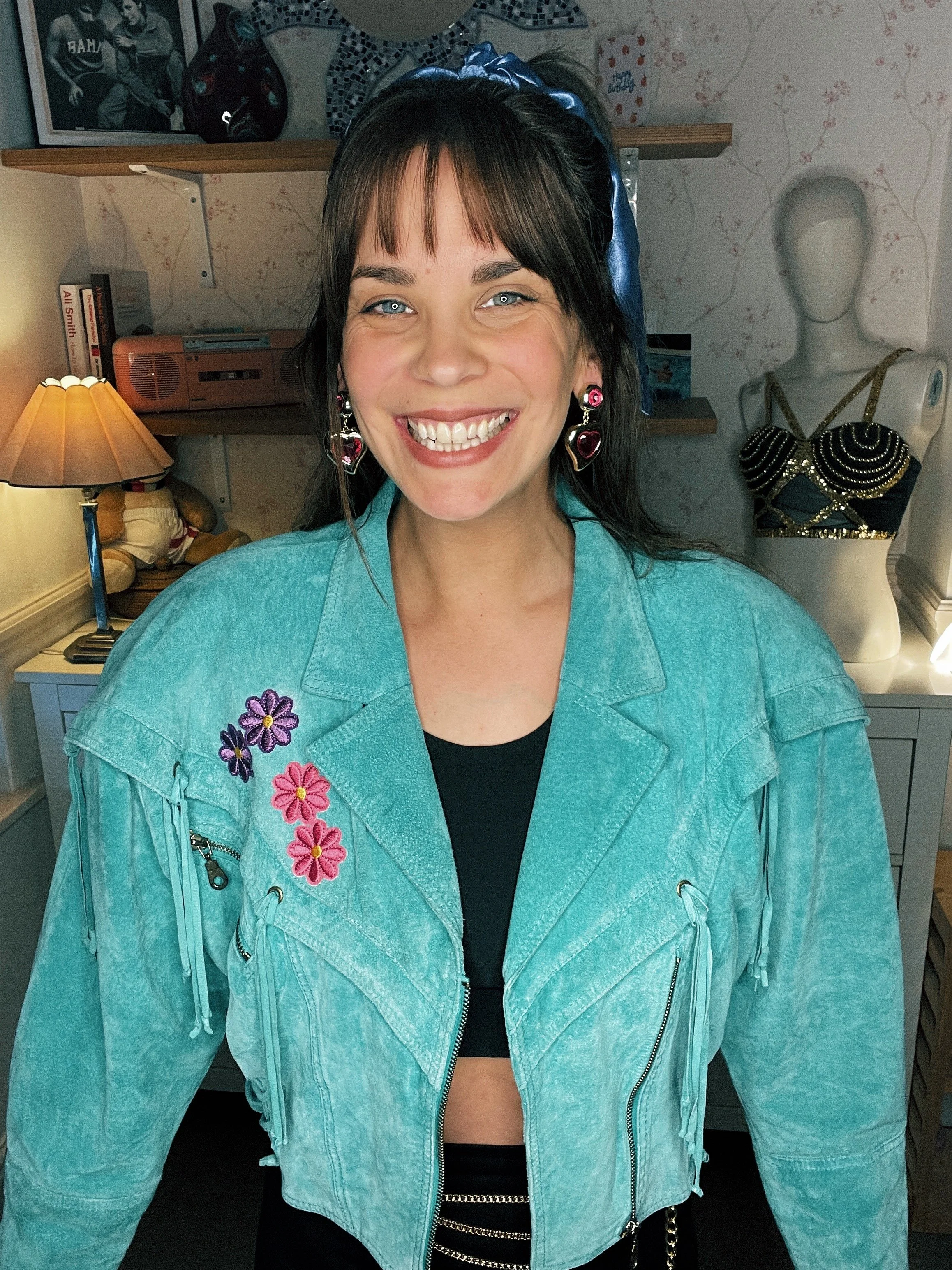 1980s Dino'z turquoise suede jacket — Frankie Says Vintage